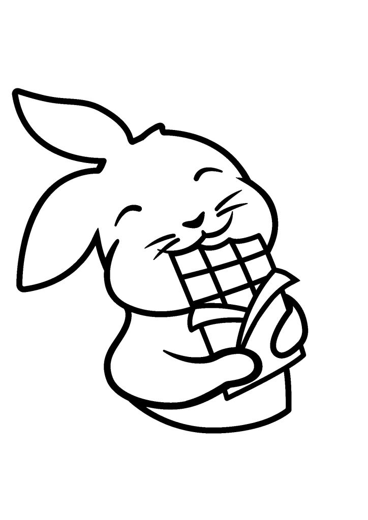 Bunny Eating Chocolate Coloring Page