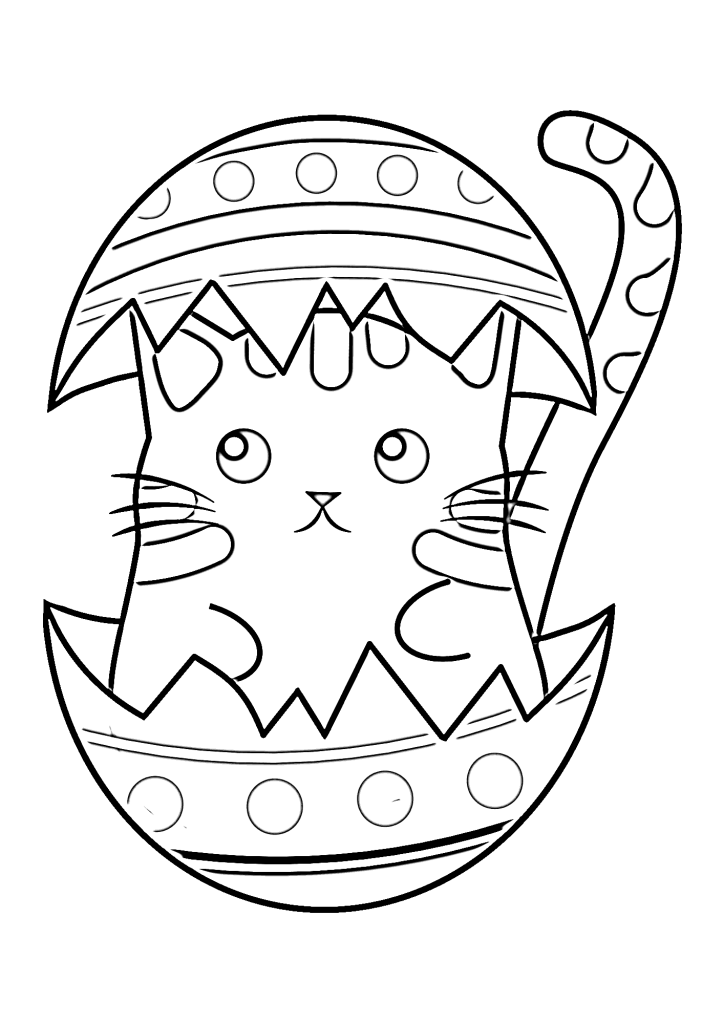 Cat Easter Egg Coloring Page