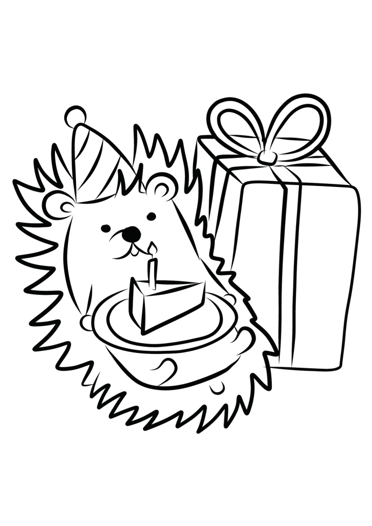 Cool Hedgehog Happy Chirstmas Coloring Page