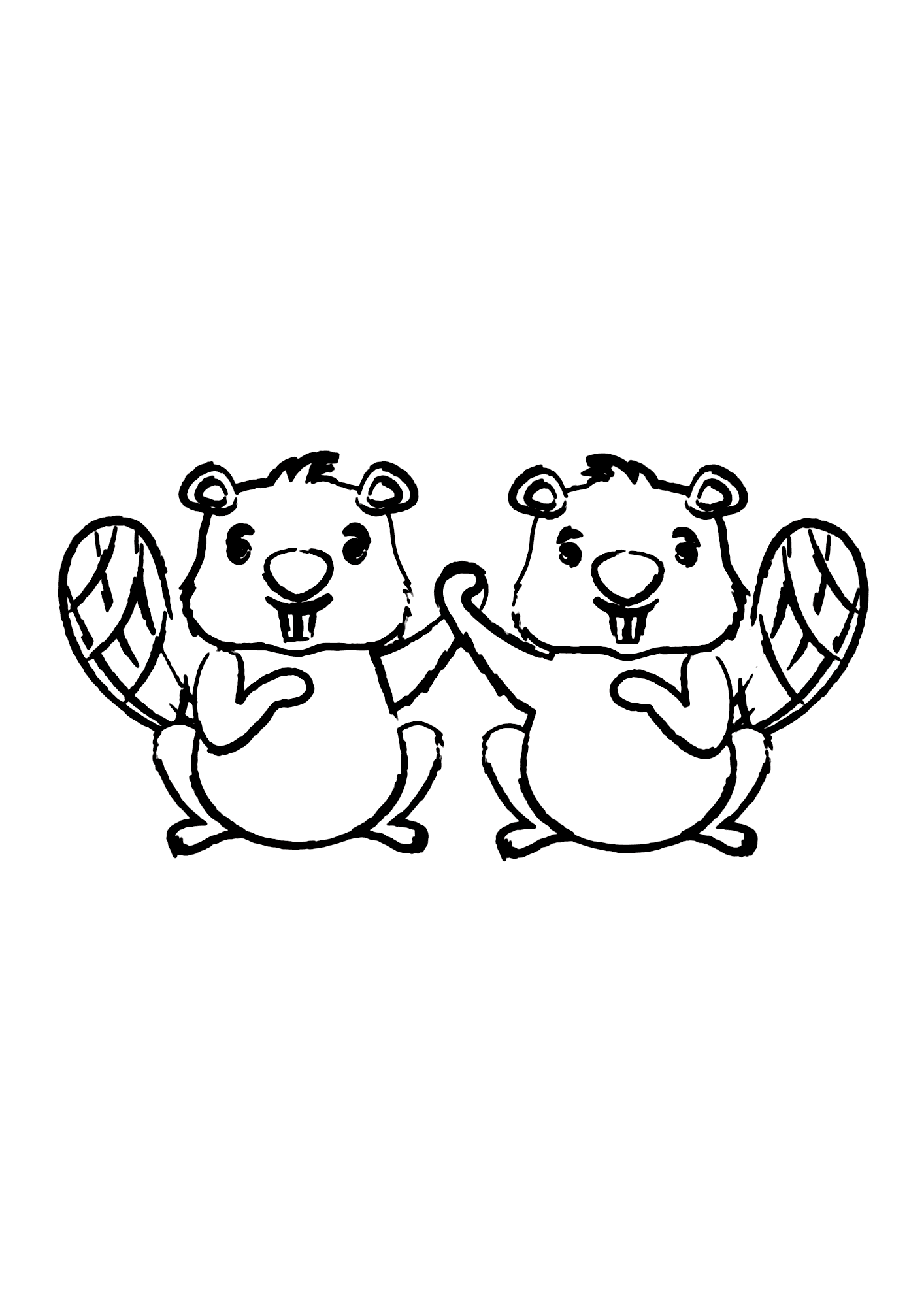 Couple Beavers Coloring Page