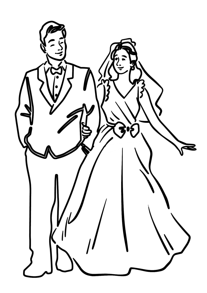 Couple Wedding Dress Coloring Page