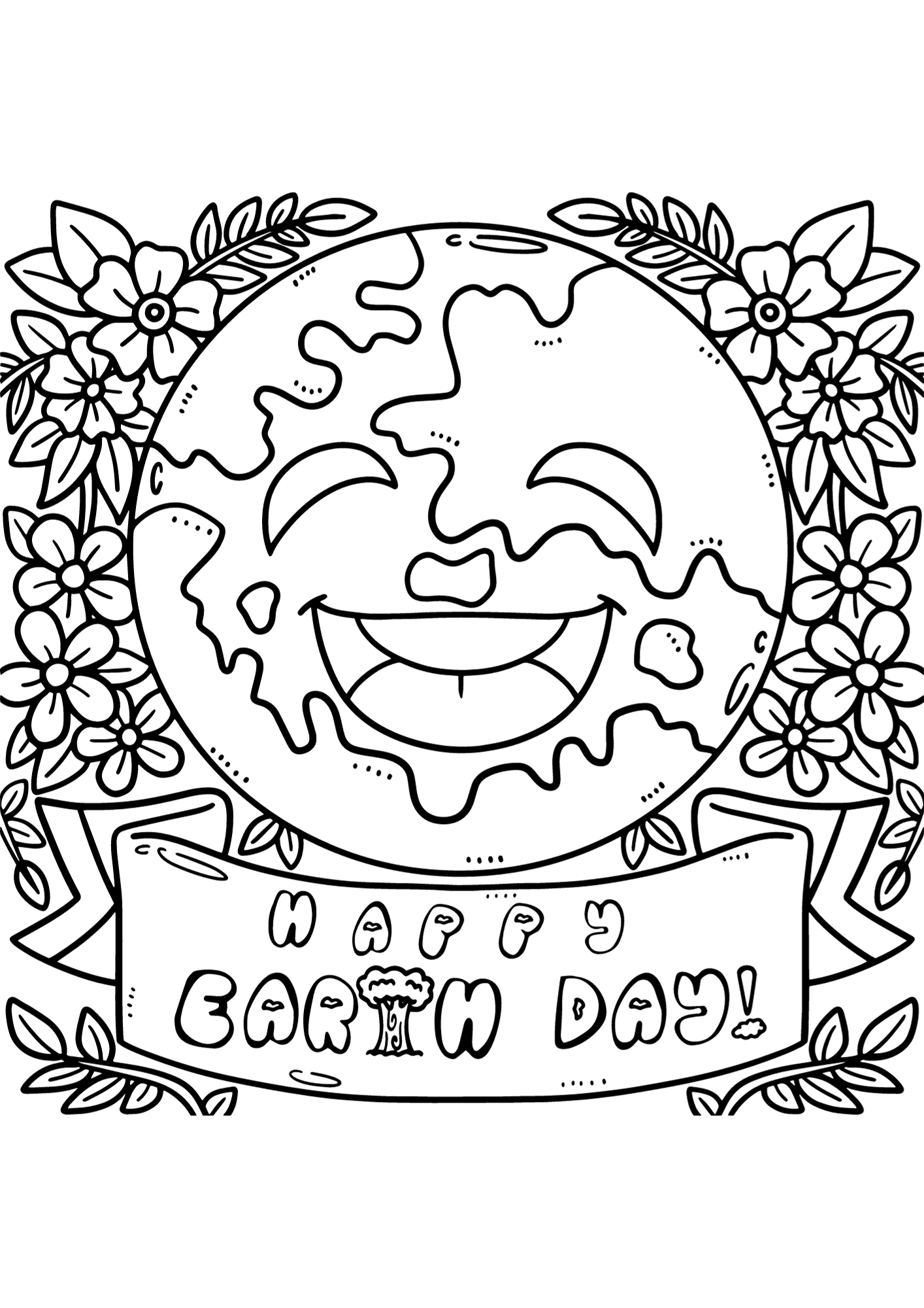 Cute Earth Day Coloring Page
