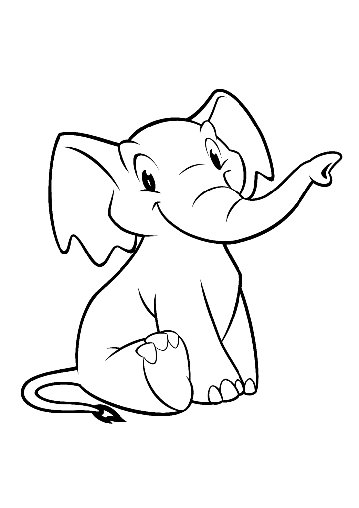 Cute Elephant Image Coloring Page