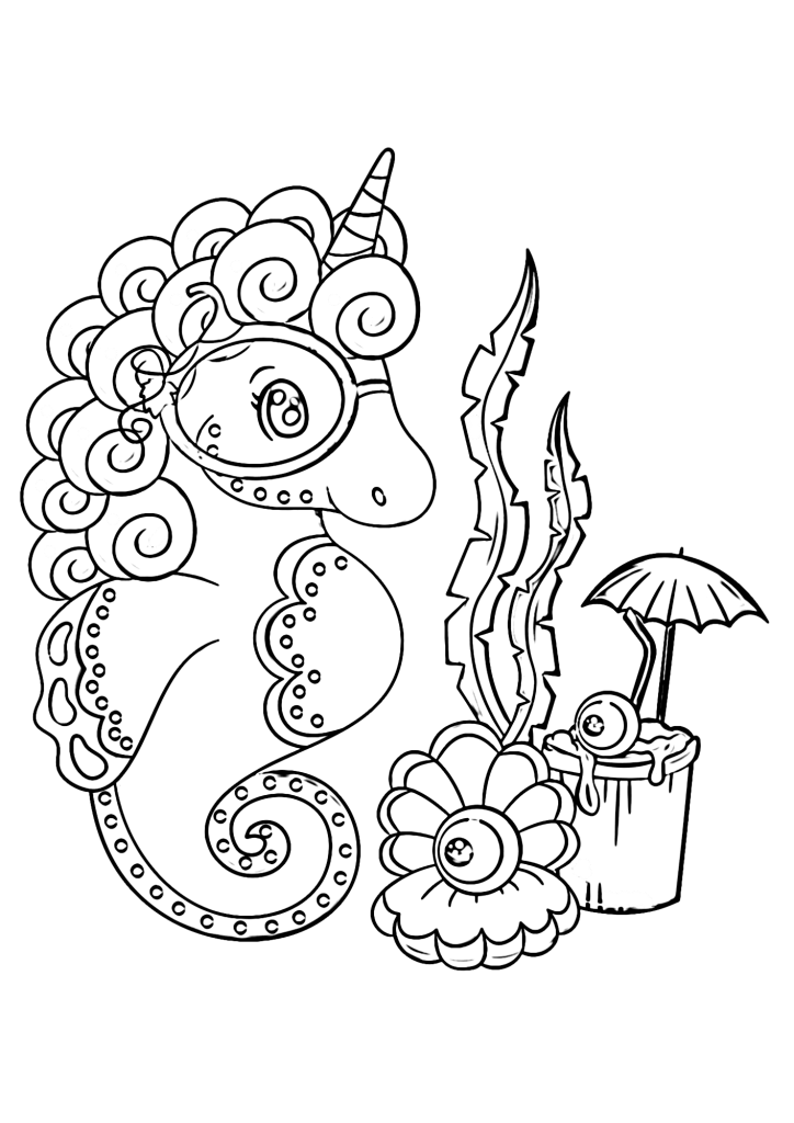 Cute Baby Seahorse Coloring Pages