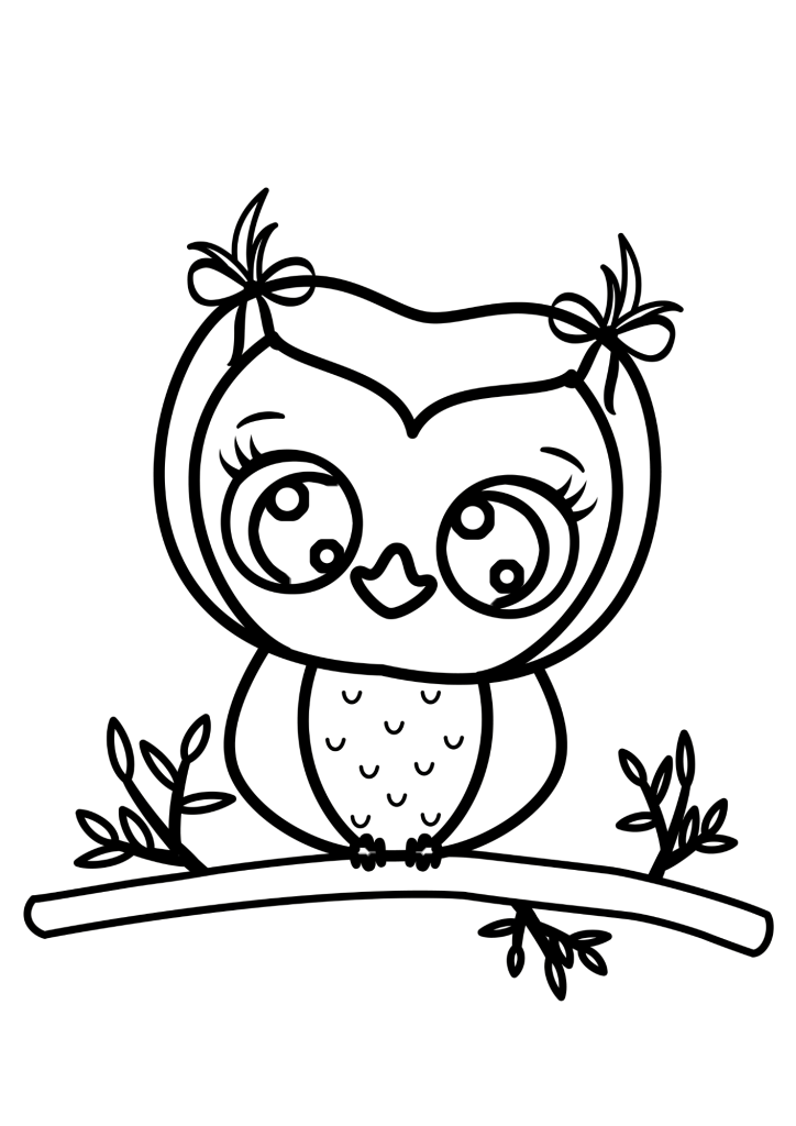 Cute Owl For Kids Coloring Page