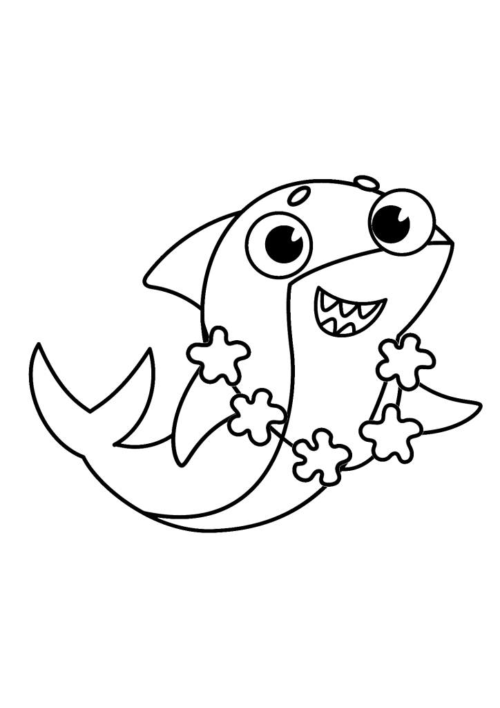Cute Shark Icon Coloring Page
