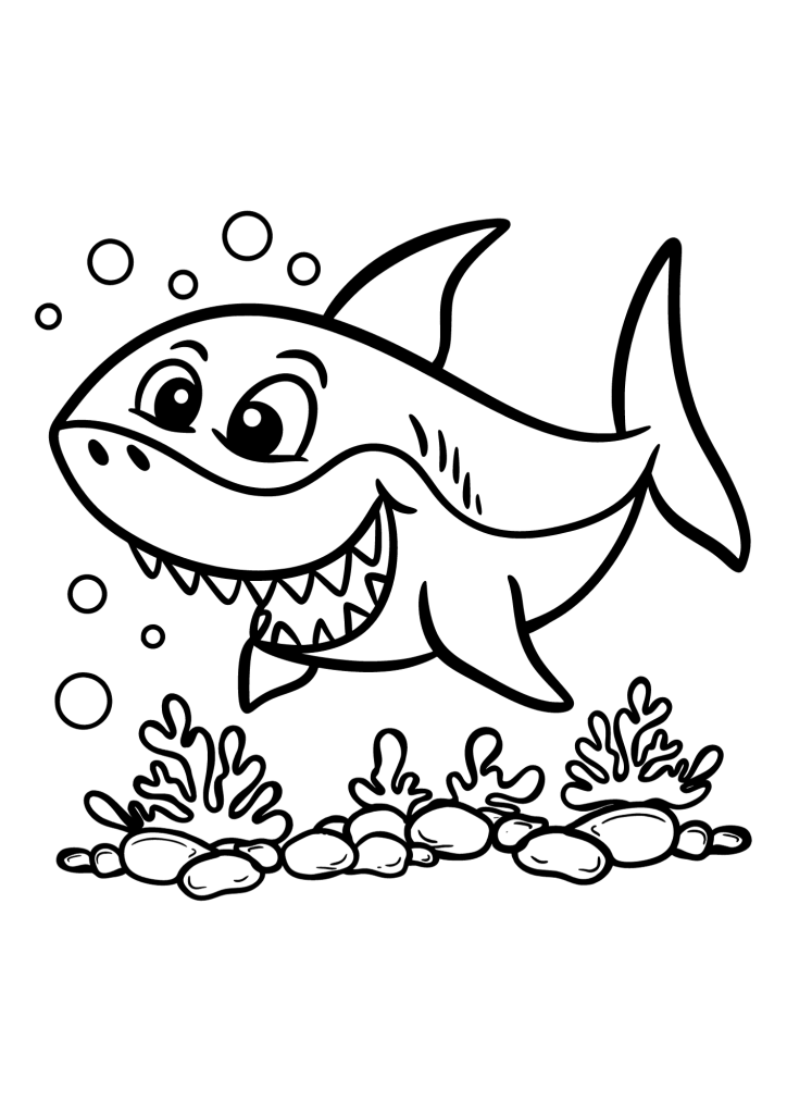Cute Shark Sea Animal Coloring Page