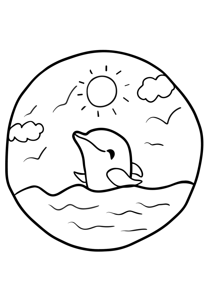 Dolphin Drawing Image Coloring Page