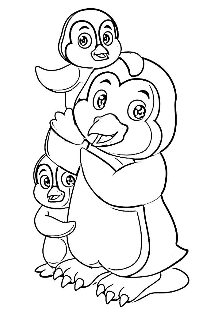 Family Penguins Coloring Page