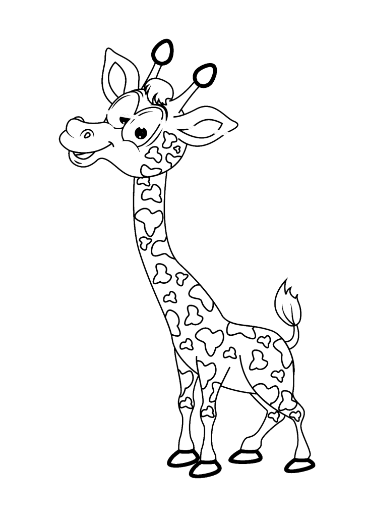 Giraffe Cartoon For Children Coloring Page