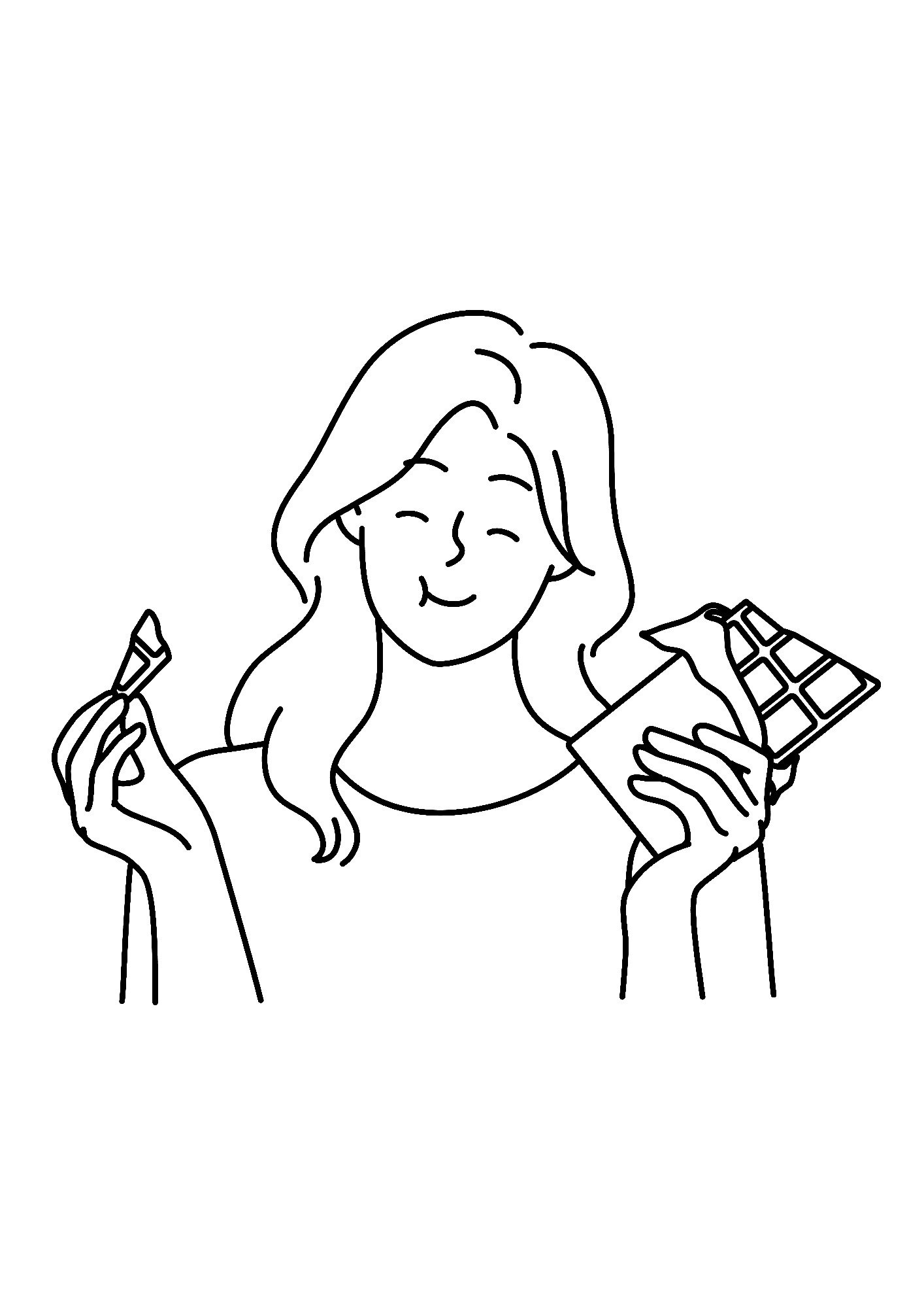 Girl Eat Chocolate Coloring Page