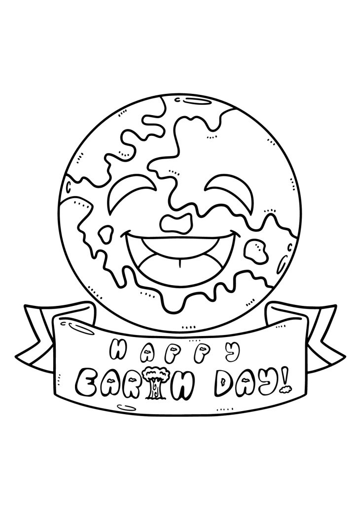 Happy Earth Day Logo Coloring Page