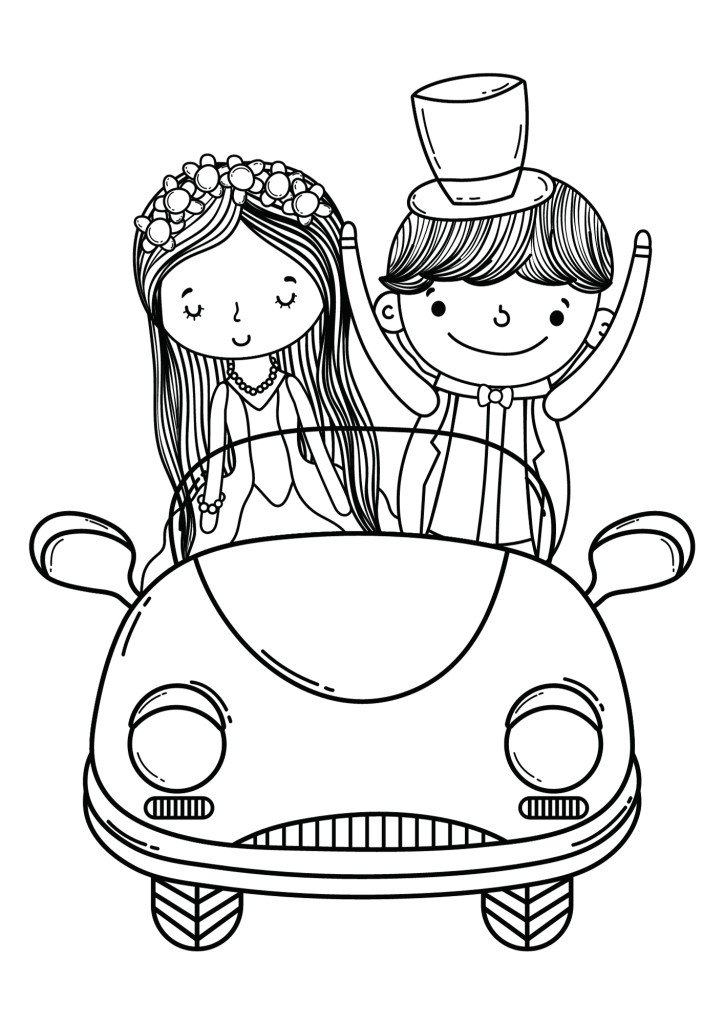 Happy Wedding Day Wishes Coloring Page