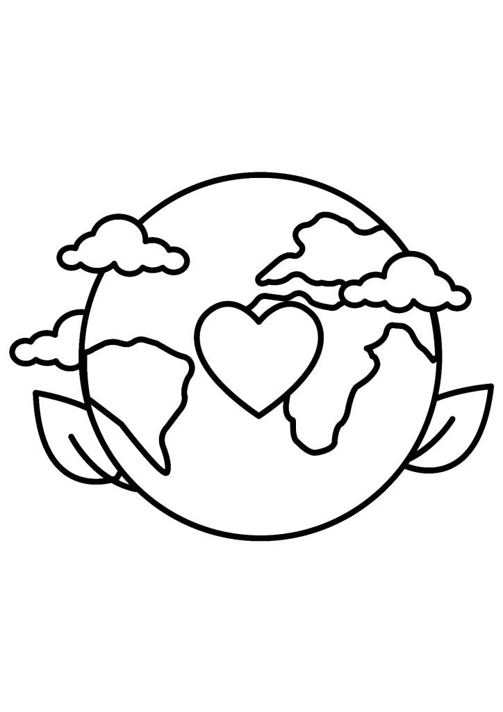 Heart Earth Day Coloring Page