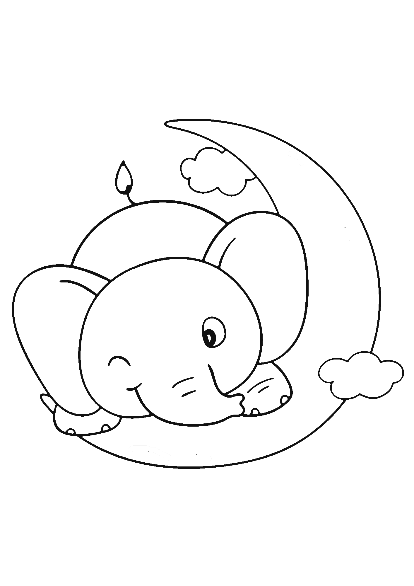 Image Of Cute Elephant Coloring Page