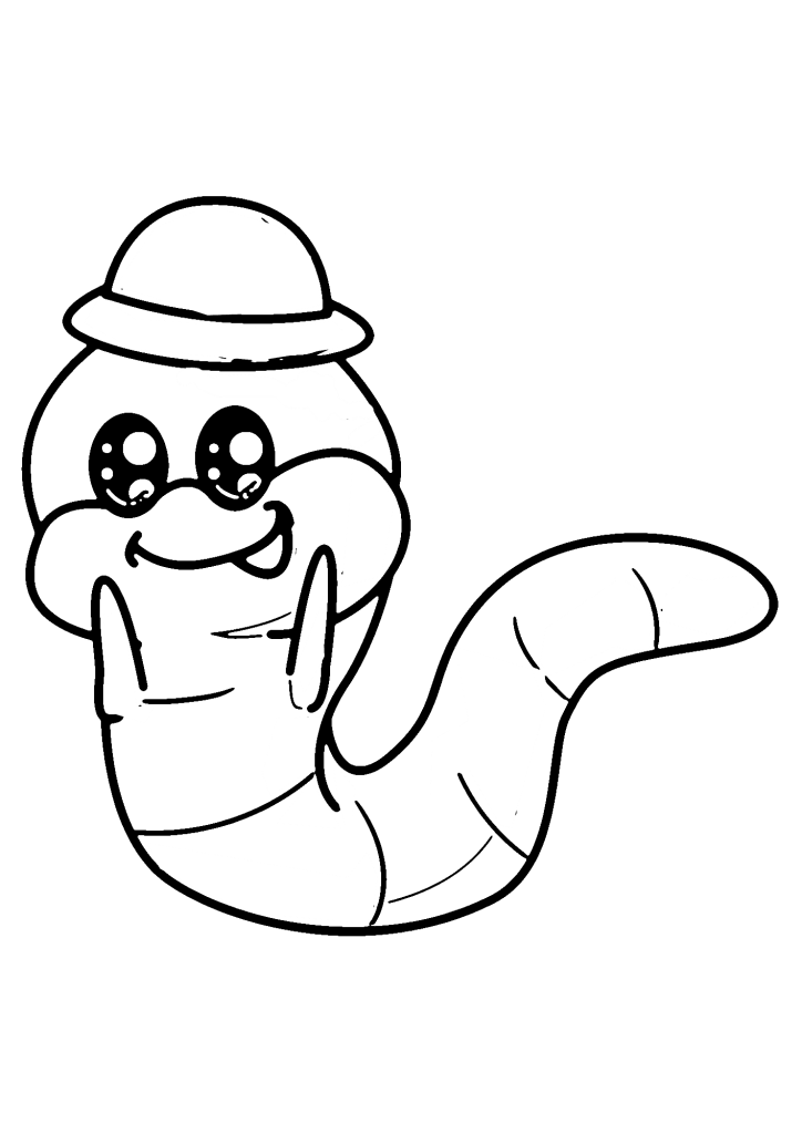 Lovely Earthworm Coloring Page