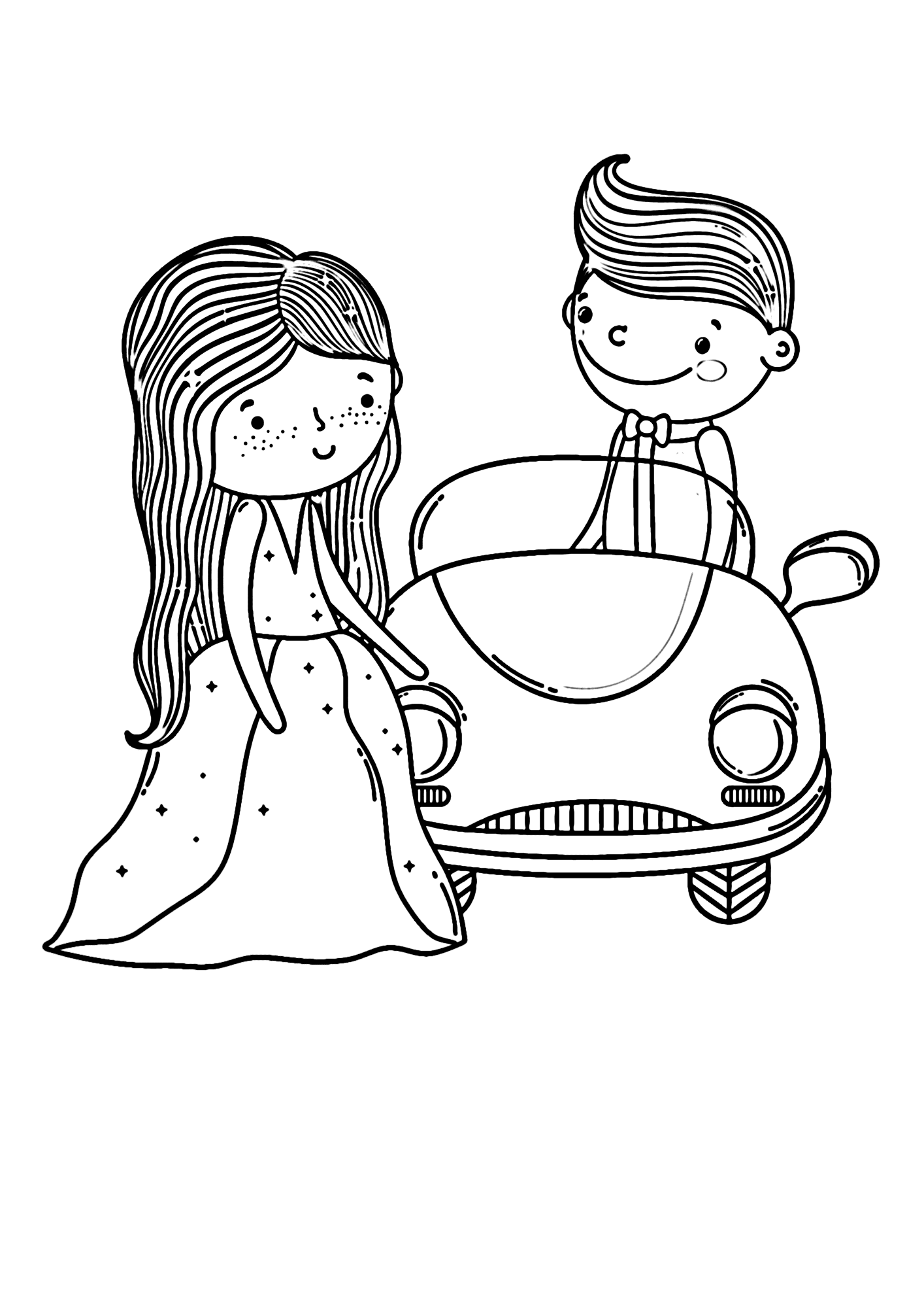 Lovely Happy Wedding Wishes Coloring Page