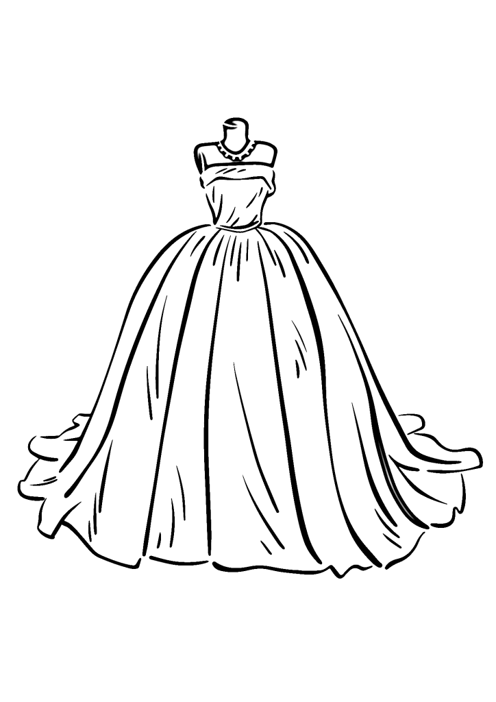 Luxury Wedding Dress Coloring Page