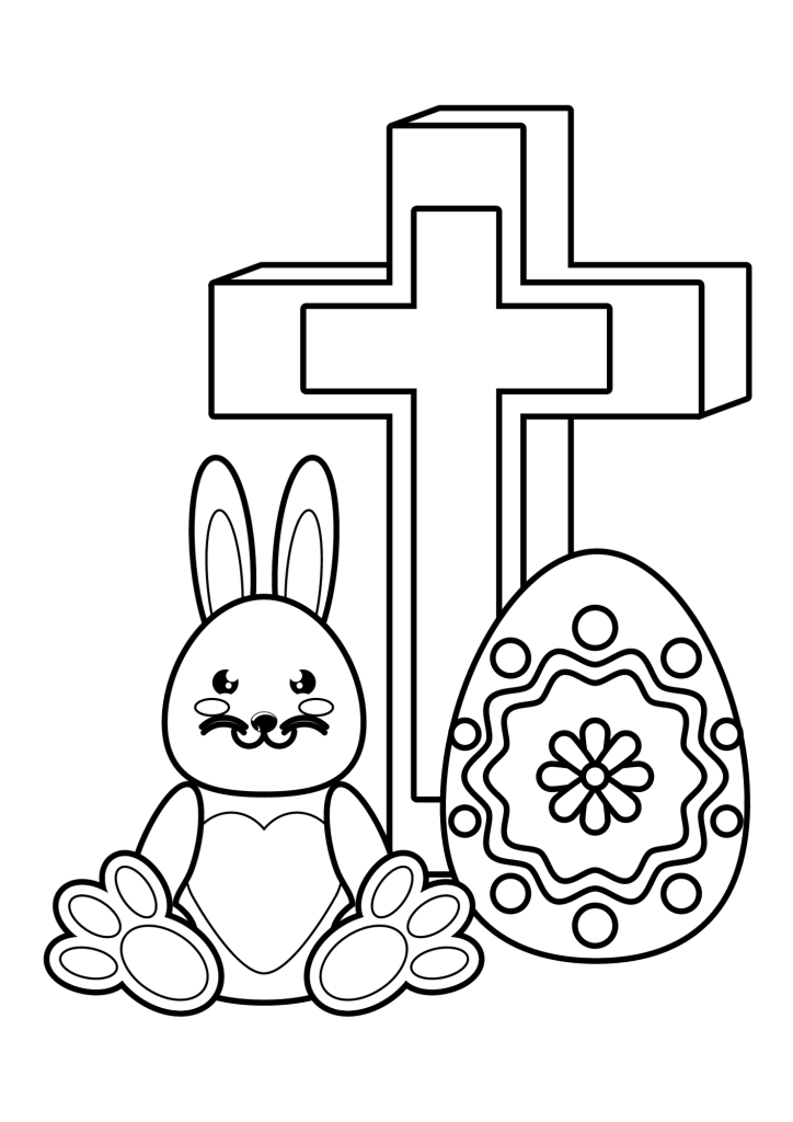 Rabbit Easter Cross Coloring Page