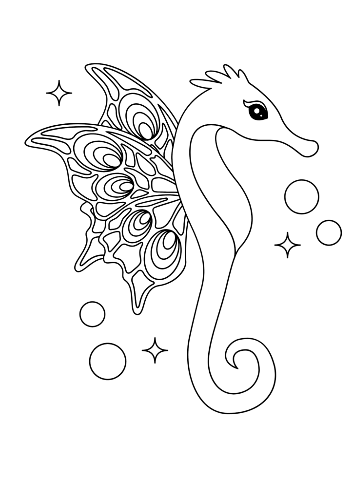 Realistic Seahorse Coloring Page