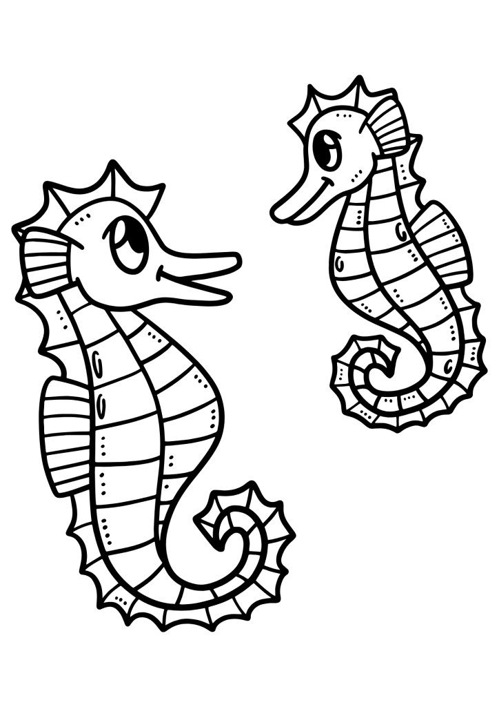 Seahorse Couple Coloring Page