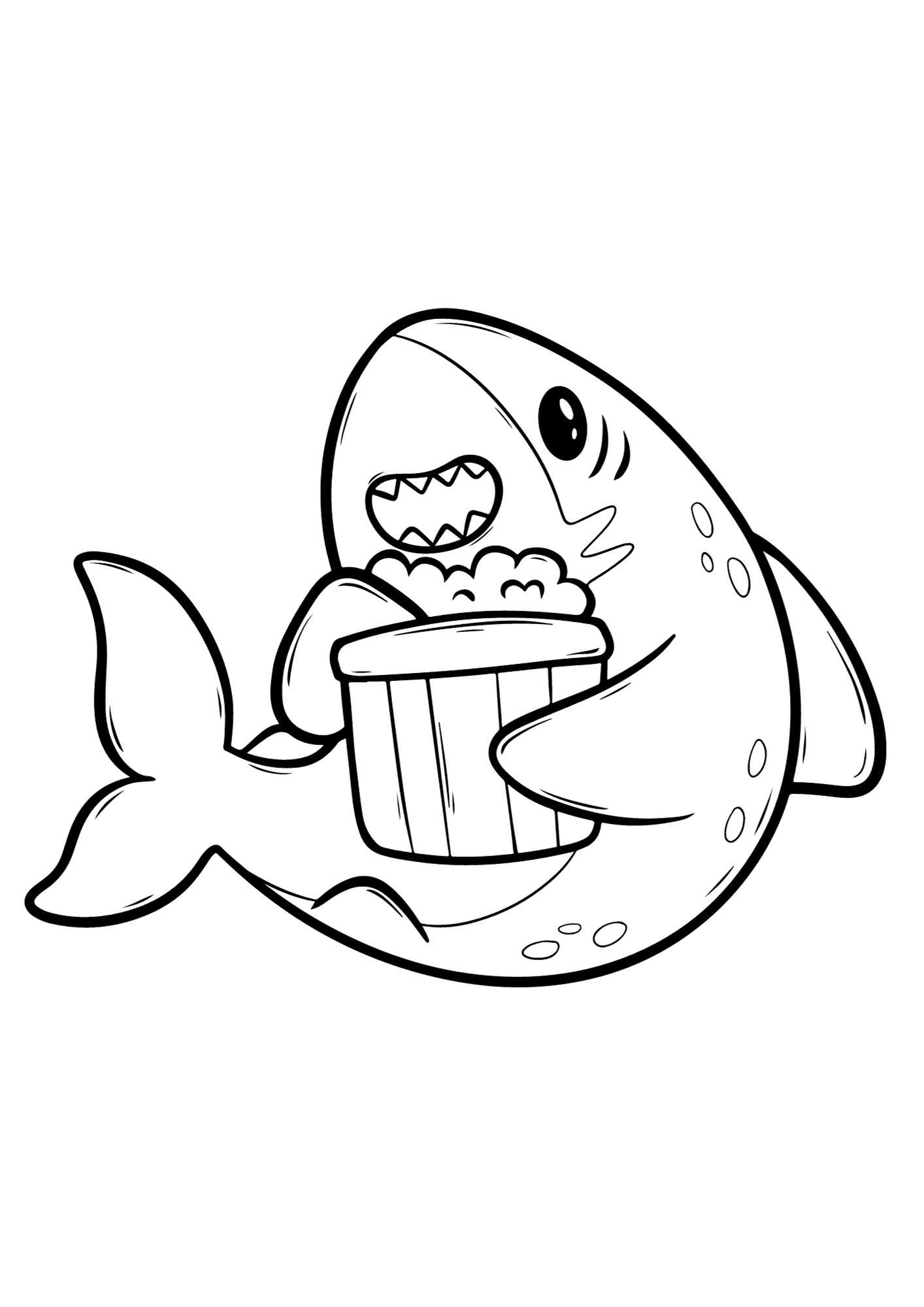 Shark Cartoon For Children Coloring Page