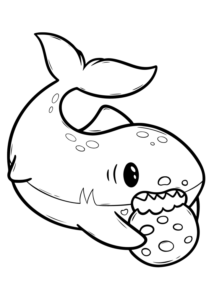 Shark Cartoon Outline Coloring Page