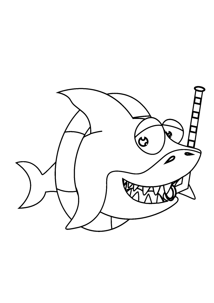 Sharks Line Coloring Page