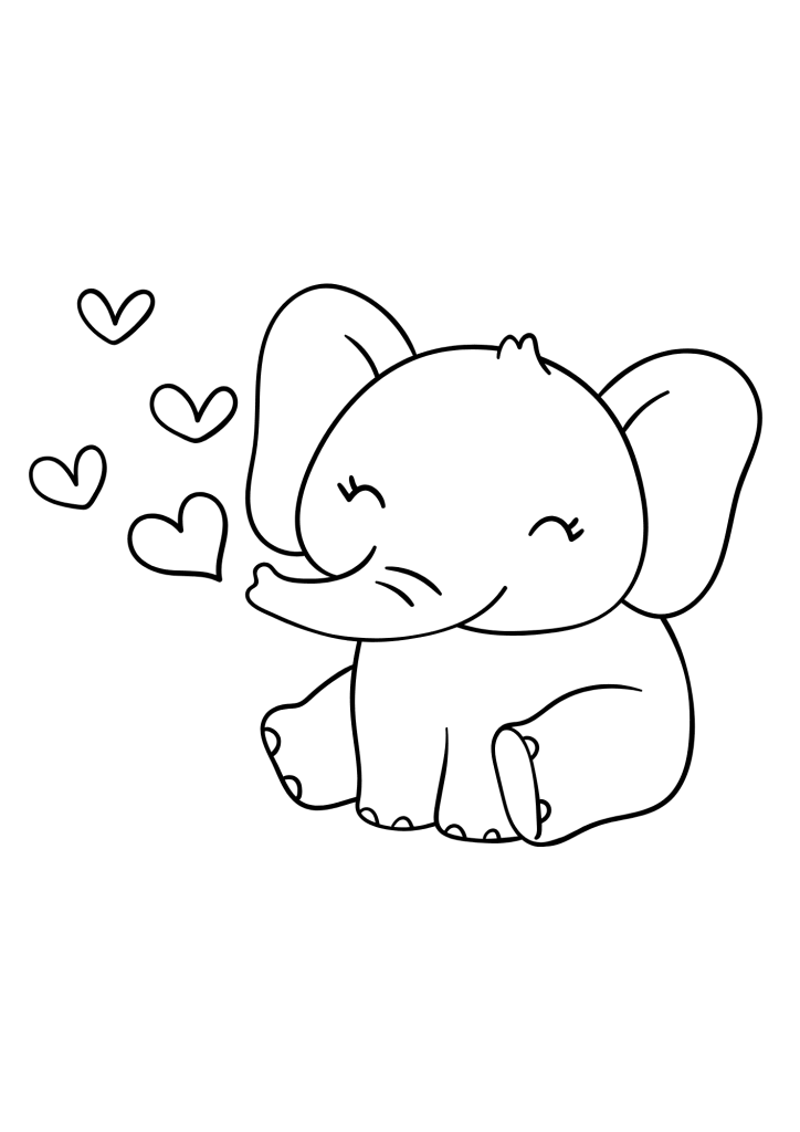 Sweet Elephant Coloring Page