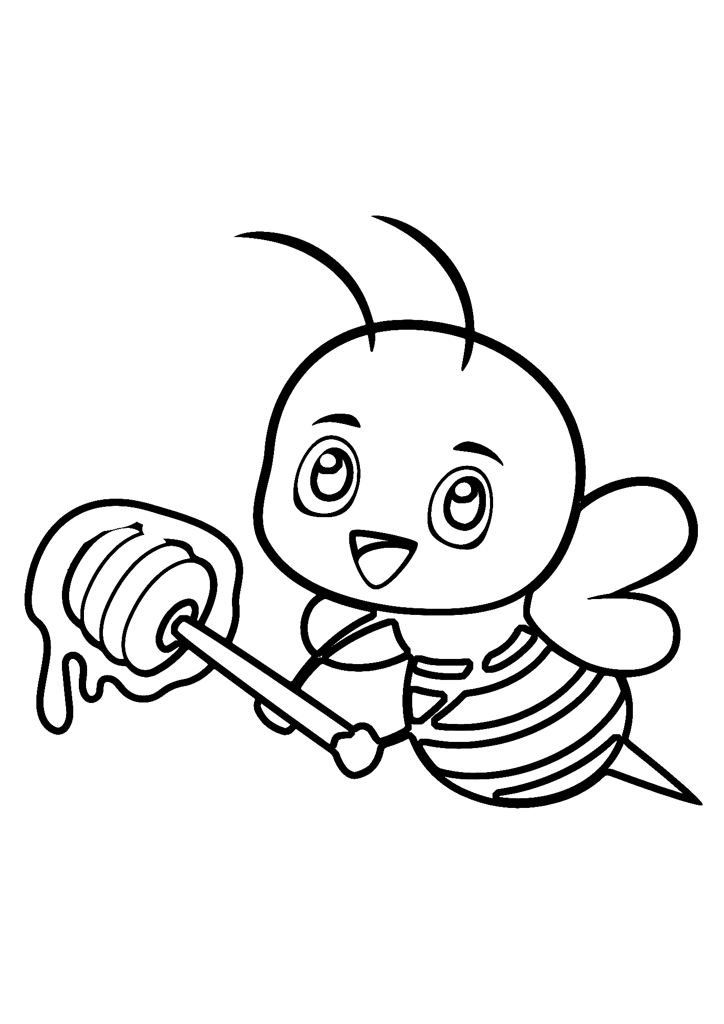 Sweet Bee Image For Kid Coloring Page