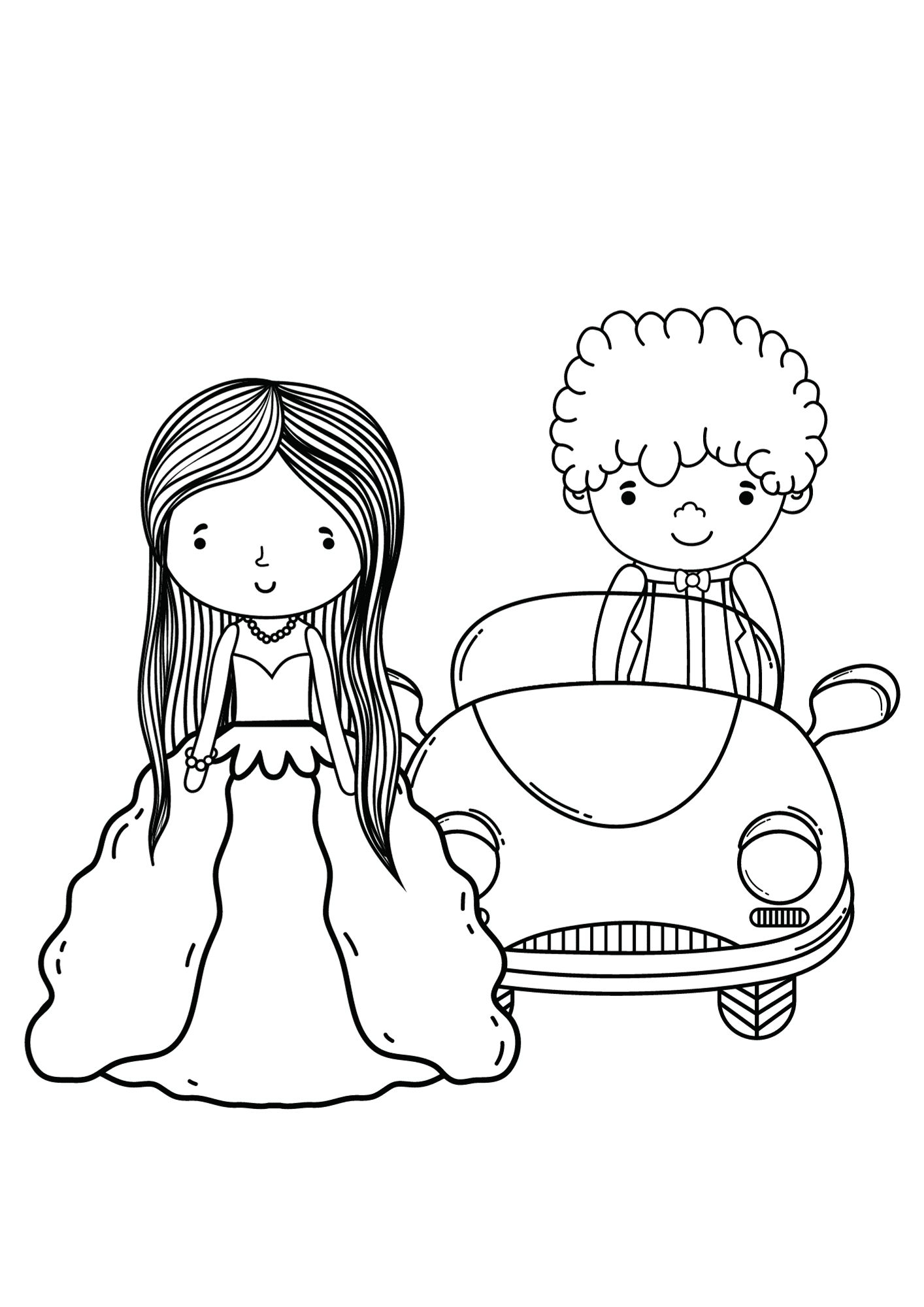 Sweet Happy Wedding Coloring Page