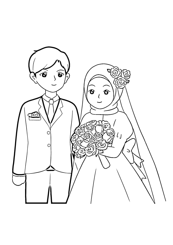 Sweet Wedding Dress Coloring Page