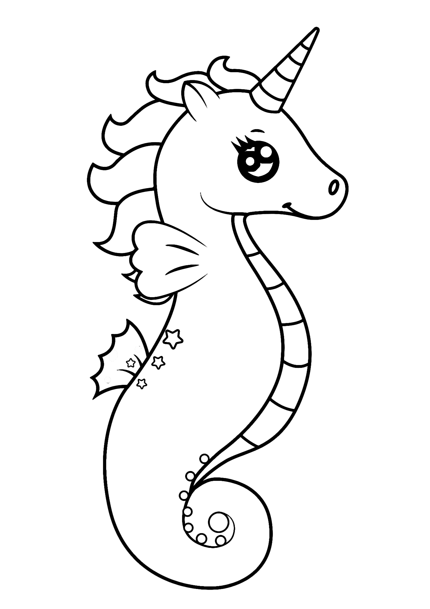 Unicorn Seahorse Coloring Page