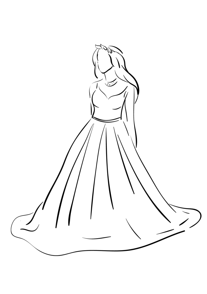 White Wedding Dress Coloring Page