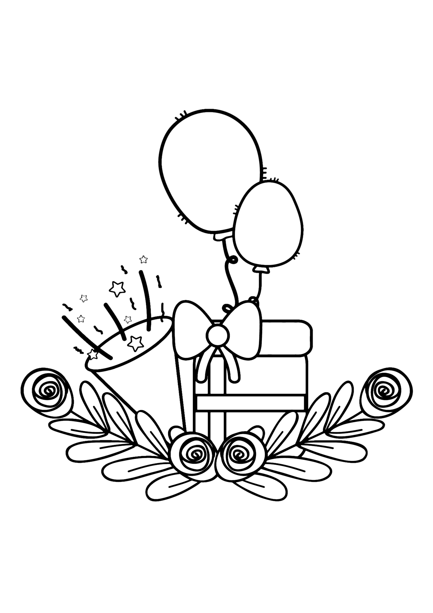 Happy Birthday Cartoons Gifts Coloring Page