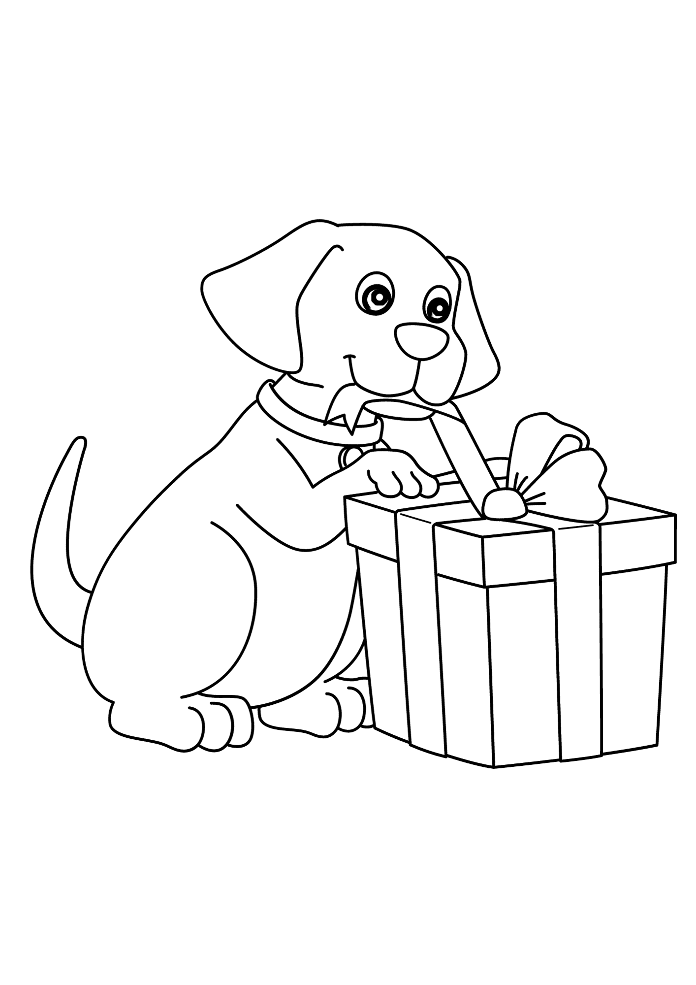Happy Birthday Dog Drawing Coloring Page