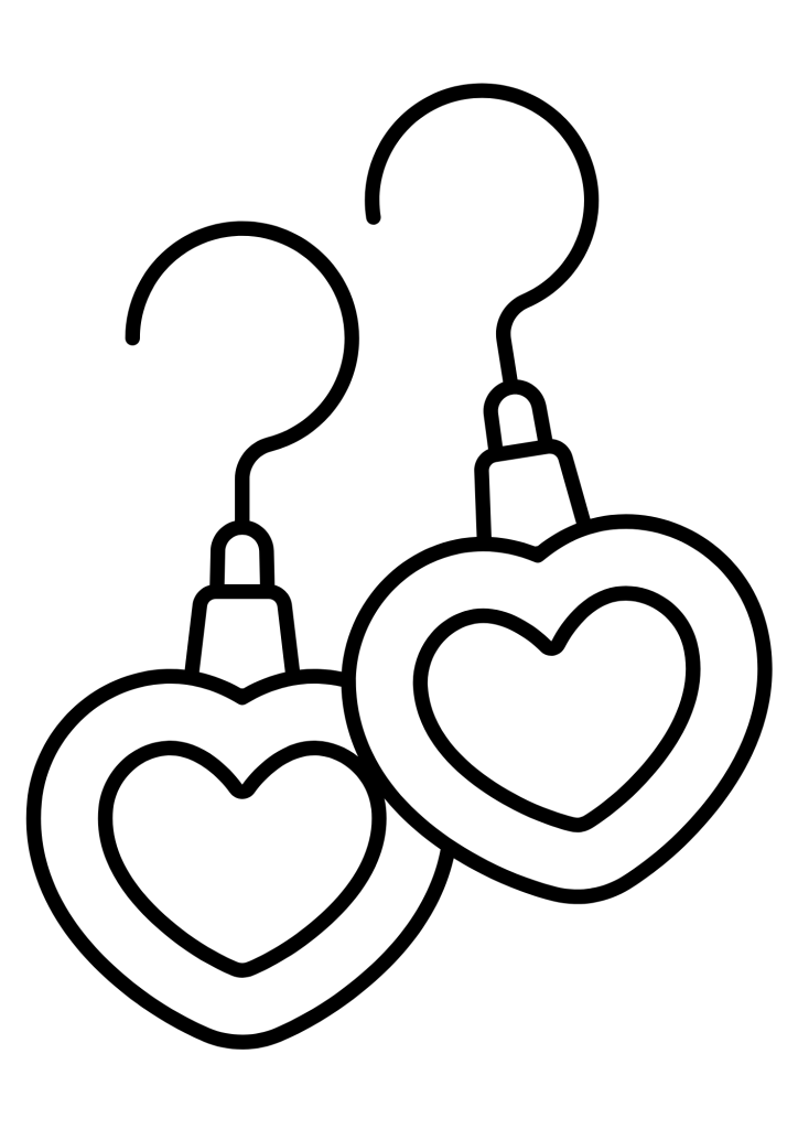 Jewel Earring Heart Coloring Page