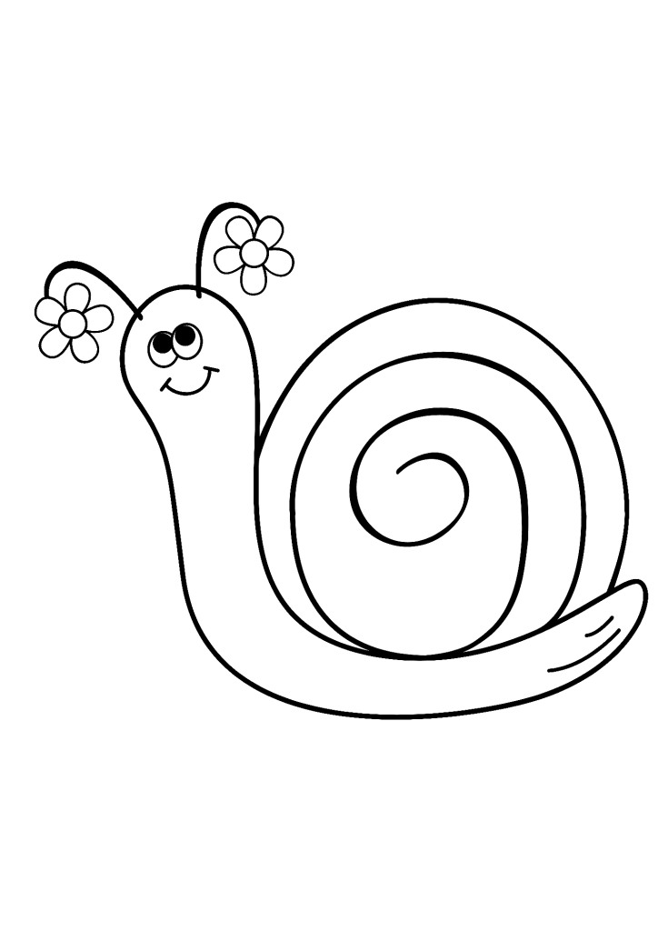 Snail With Flowers Coloring Pages