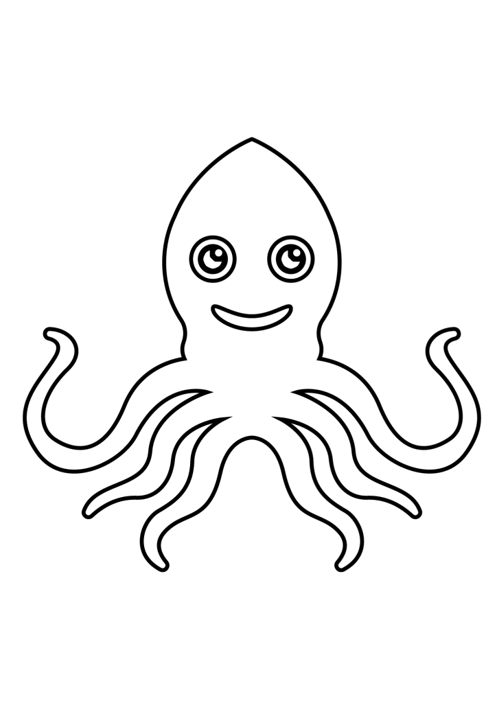 Squid Line Coloring Pages