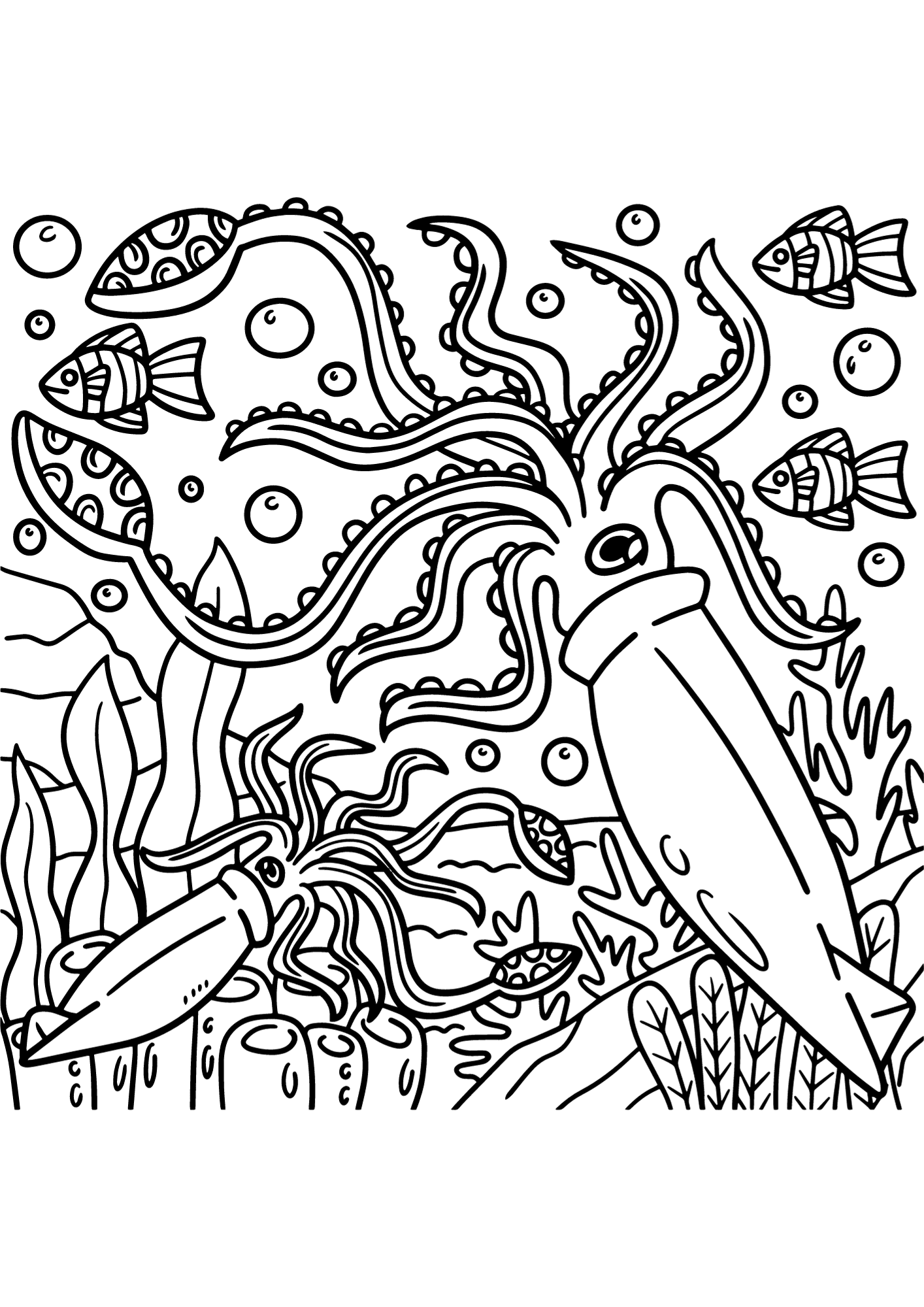 Squid Painting Coloring Pages