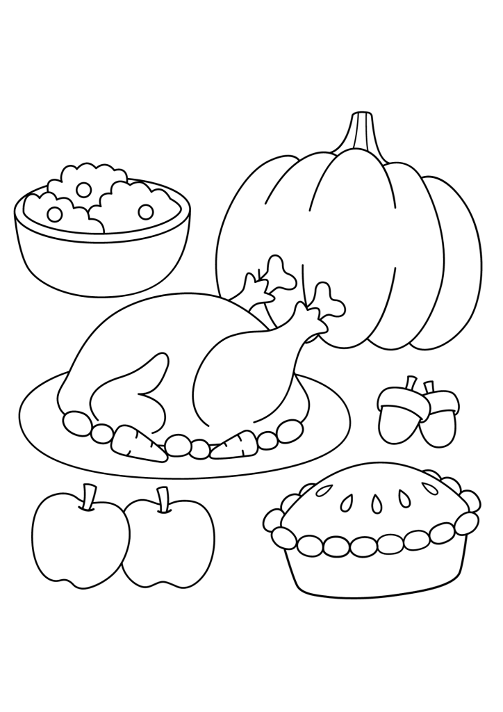 Thanksgiving Fruit For Kids Coloring Page