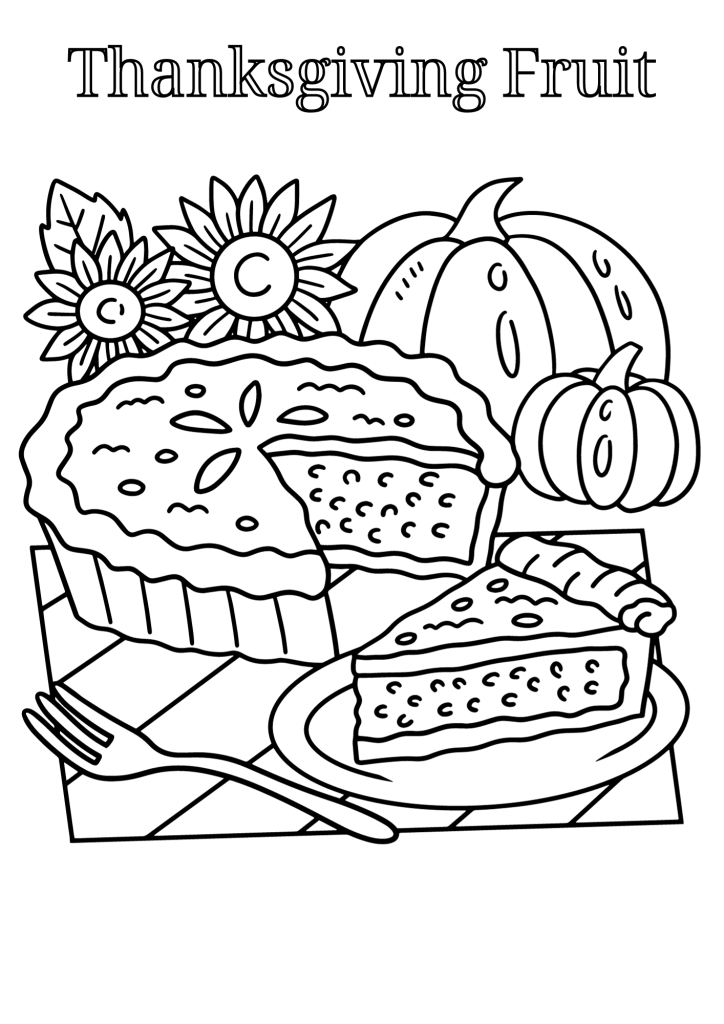 Thanksgiving Fruit Drawing Coloring Page