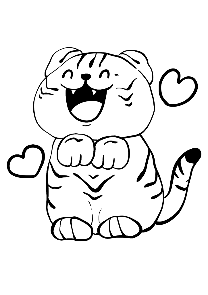 Tiger Valentine Heart Coloring Page