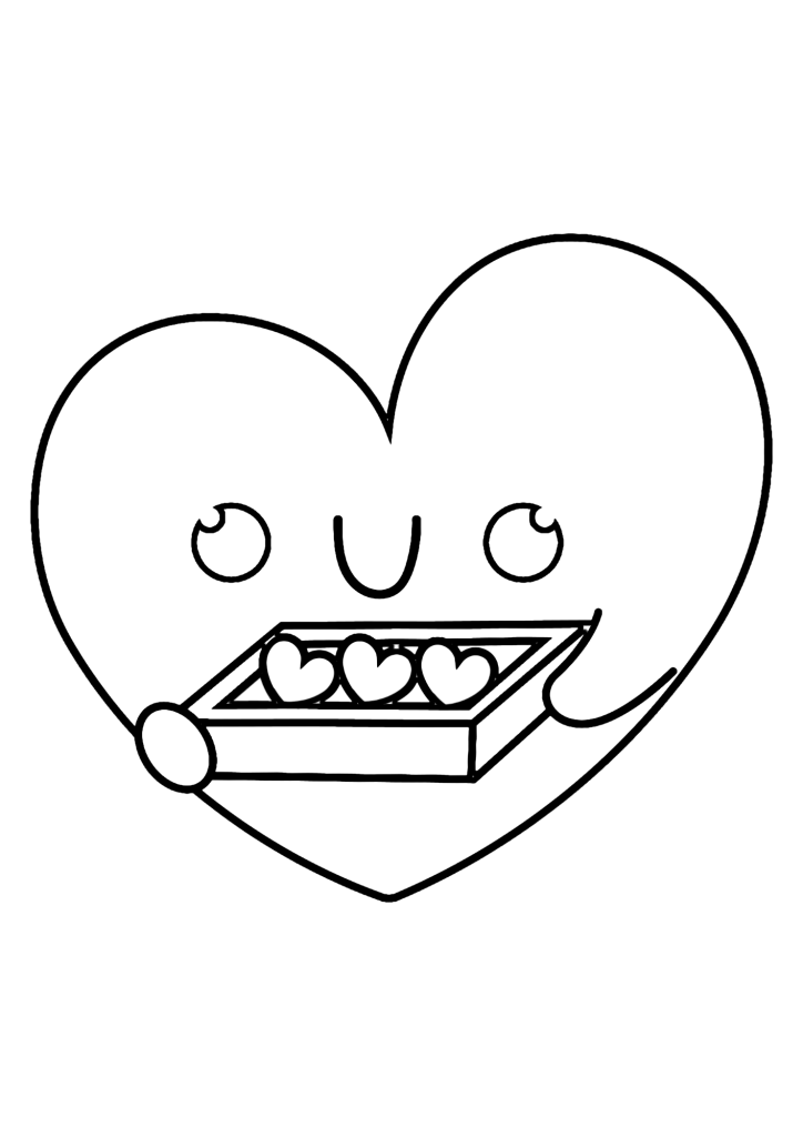Valentine Heart Cartoon Coloring Page