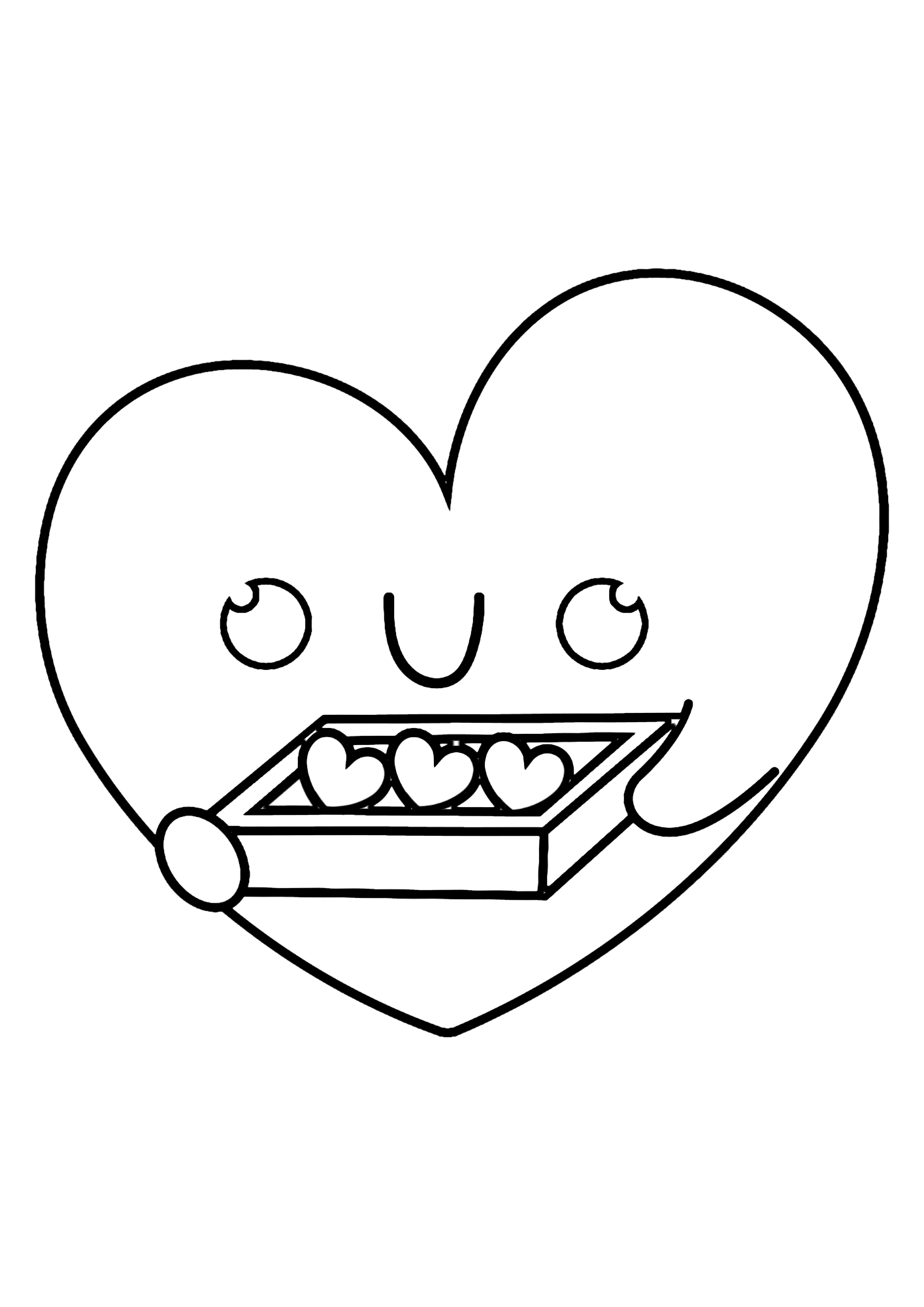 Valentine Heart Cartoon Coloring Page