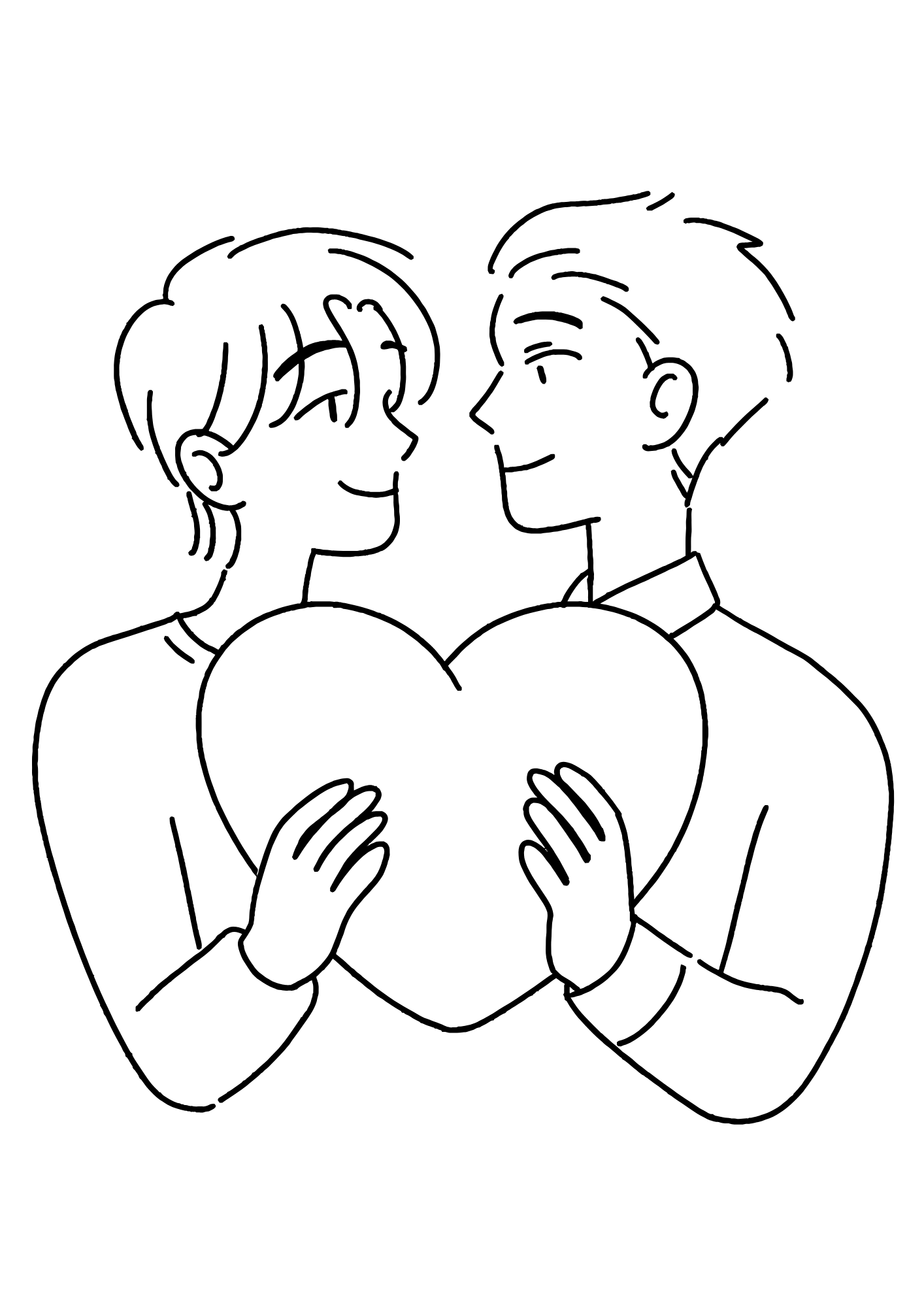 Valentine Heart Couple Coloring Page