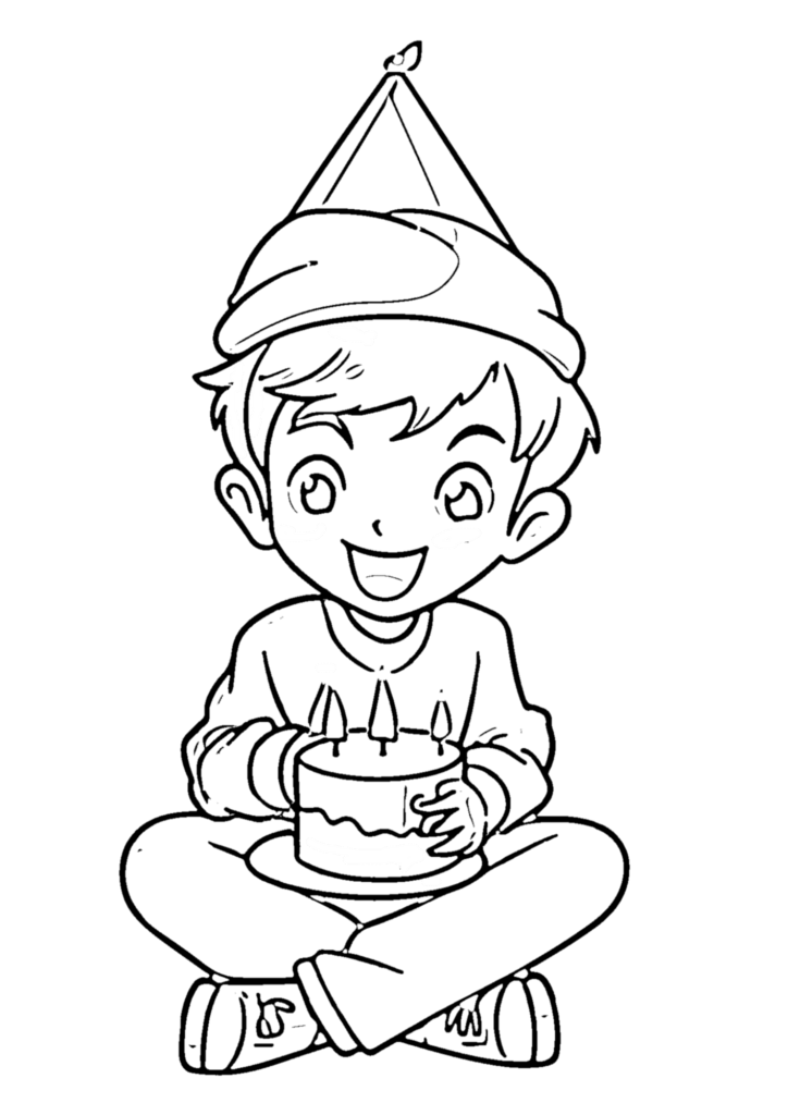 Birthday Children Picture Coloring Page