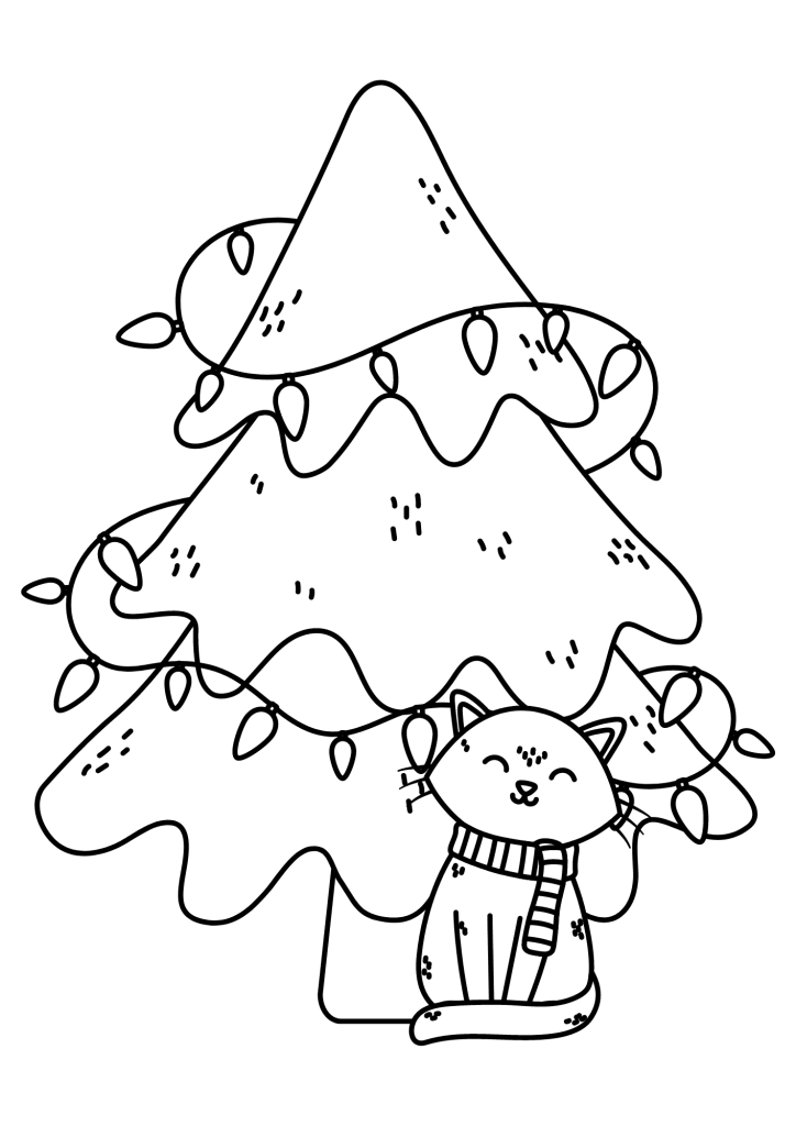 Black And White Christmas Tree Coloring Page