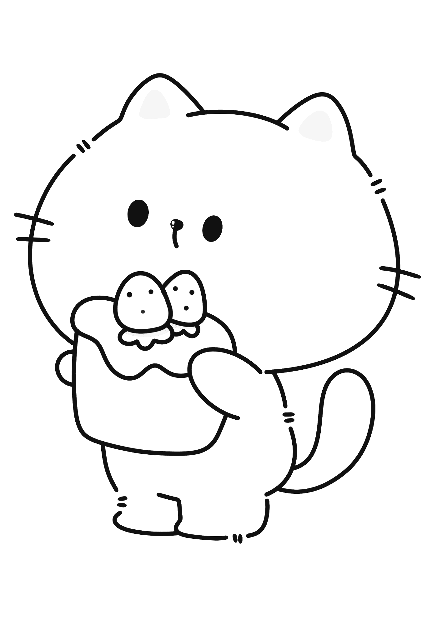 Cat Picture Happy Birthday Coloring Page