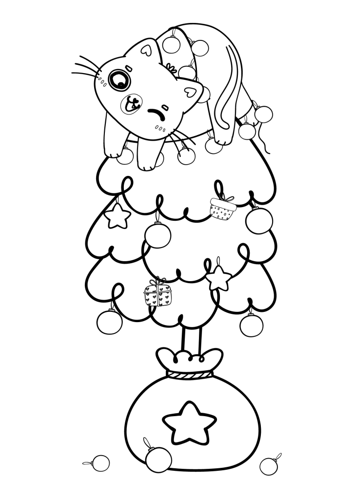 Christmas Tree Clipart Coloring Page